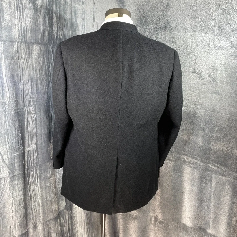 Vintage Camel Hair Blazer 46L Black Two Button Sport Coat Old Money Suit Jacket